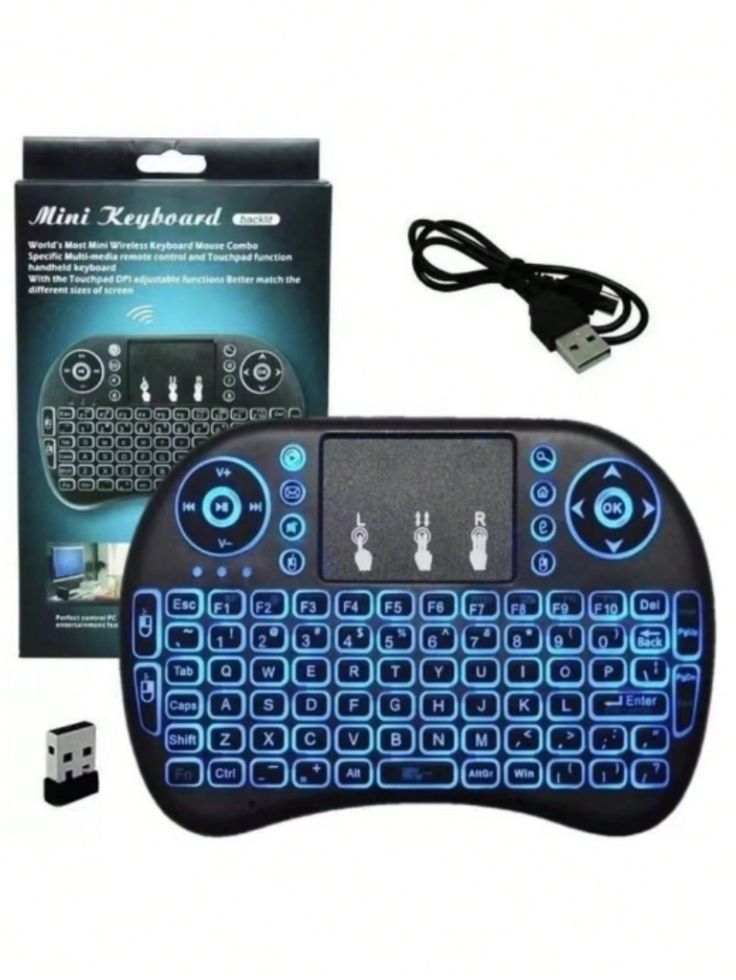 Mini Clavier Sans Fil Rechargeable Rétro-Éclairé – Compatible Smart TV, PC, Android Box