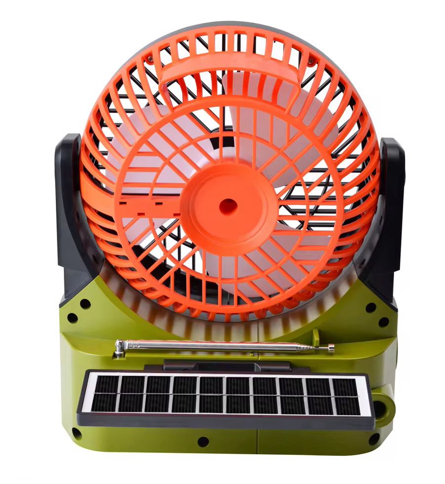 Ventilateur rechargeable avec radio FM & panneau solaire – Multifonction