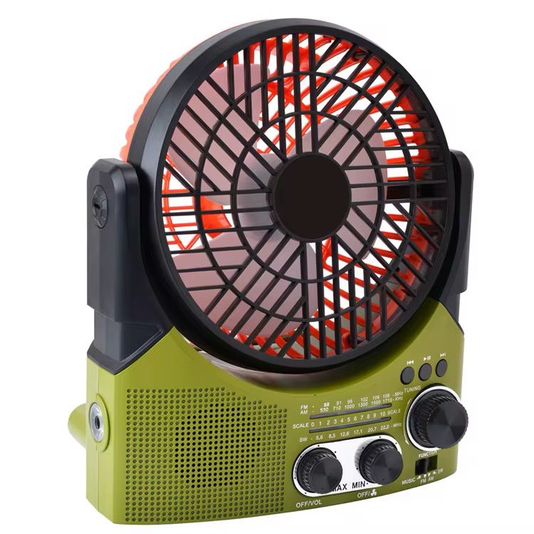 Ventilateur rechargeable avec radio FM & panneau solaire – Multifonction