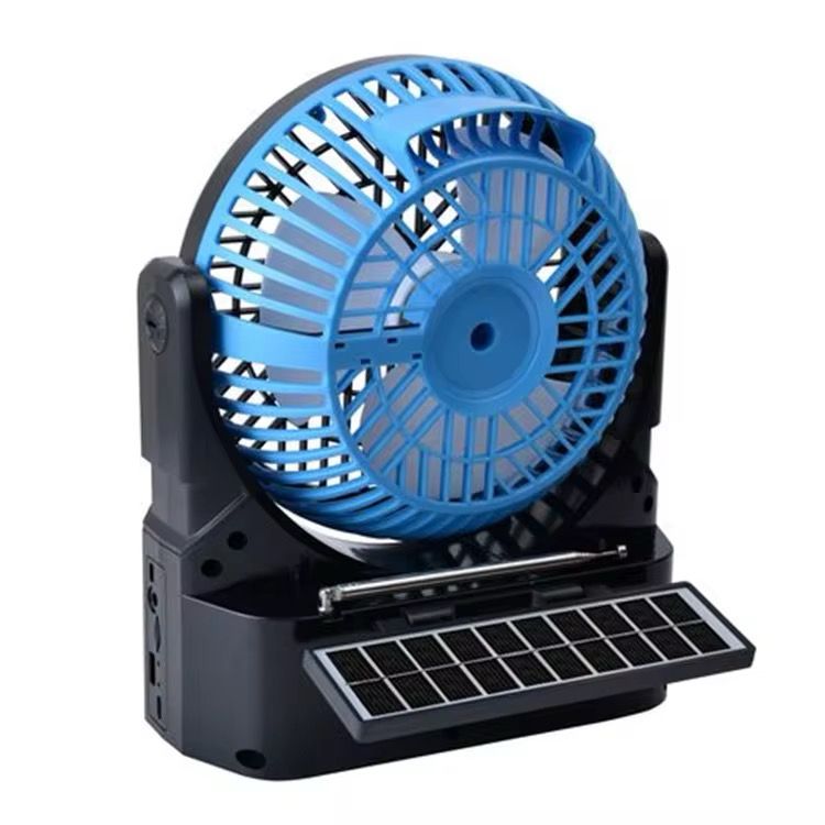 Ventilateur rechargeable avec radio FM & panneau solaire – Multifonction