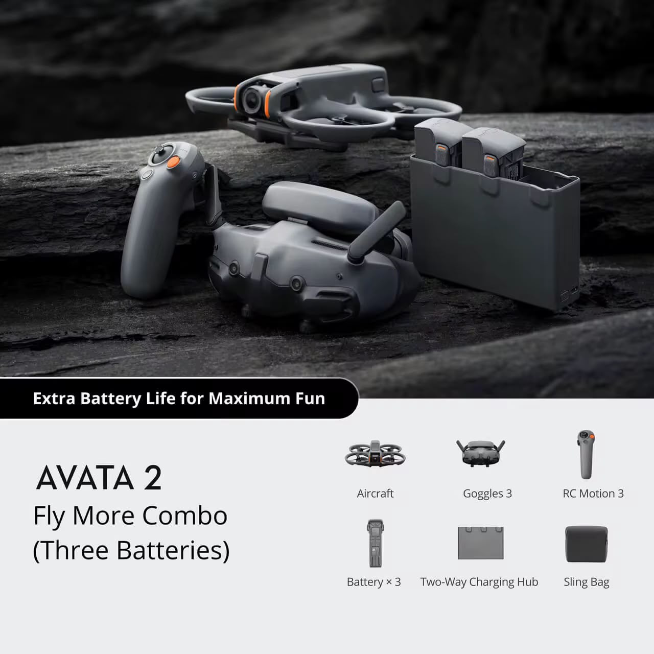 DJI Avata 2 Fly More Combo (3 Batteries) Professionnel