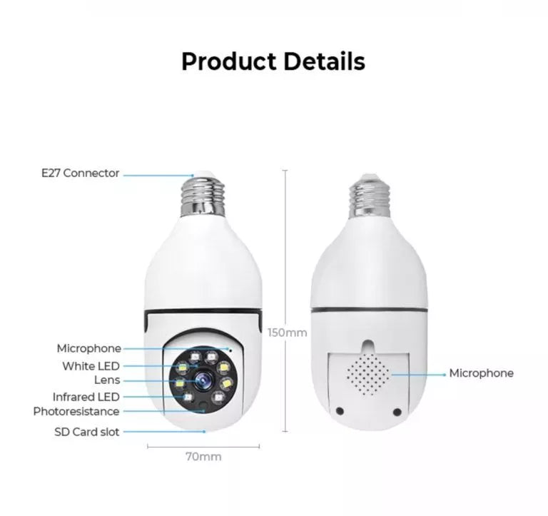 Caméra de Surveillance WiFi 360° – Vision Nocturne & Détection de Mouvement